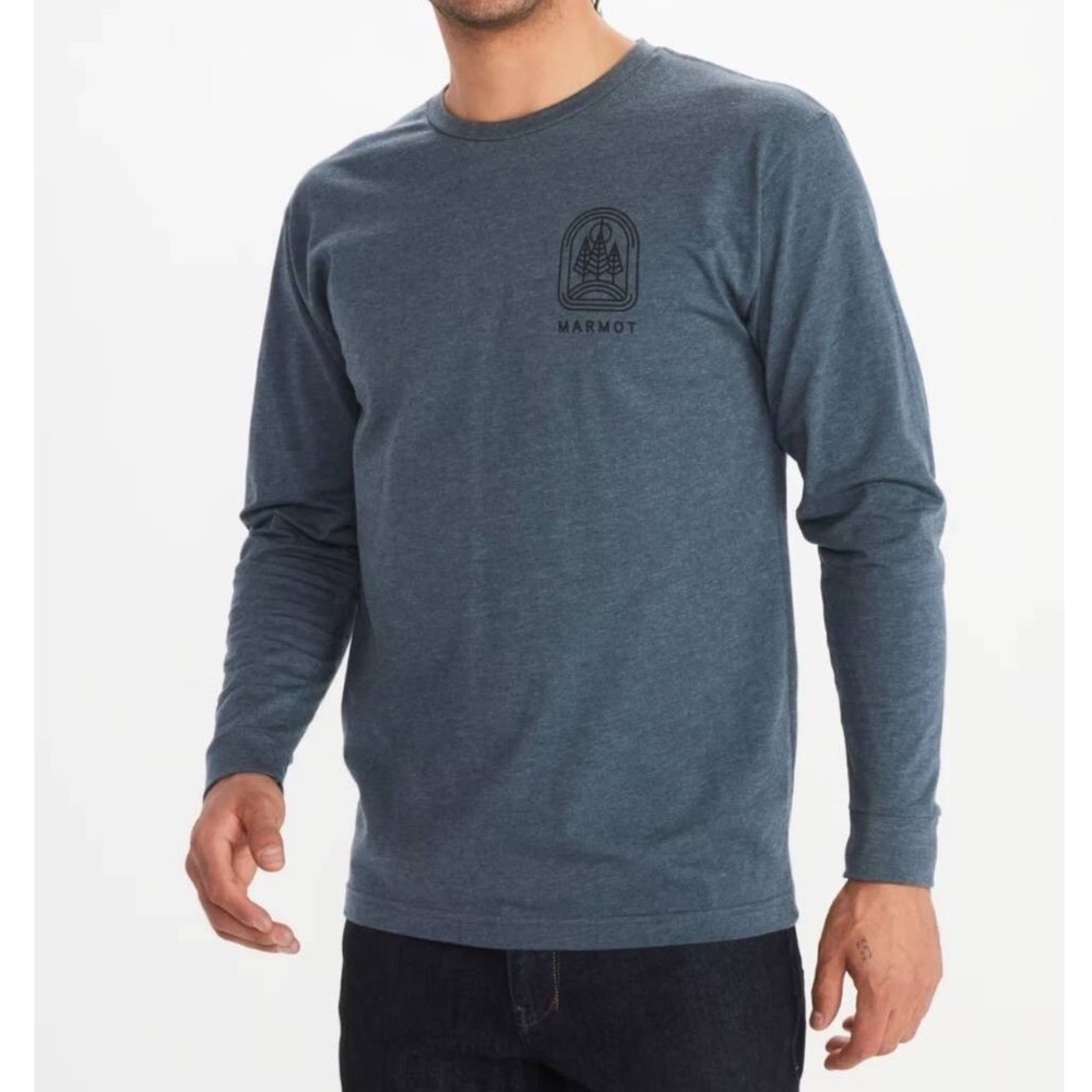 Marmot Mens Wilderness Guide Long‎ Sleeve Shirt L Blue Organic Cotton Gorpcore